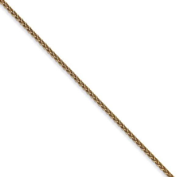 1.2mm 14k Yellow Gold Solid Wheat Chain Necklace 16 Inch